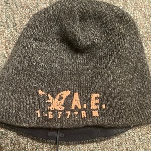 American eagle beanie a.e. Brown orange mens hat with wired headphones built in